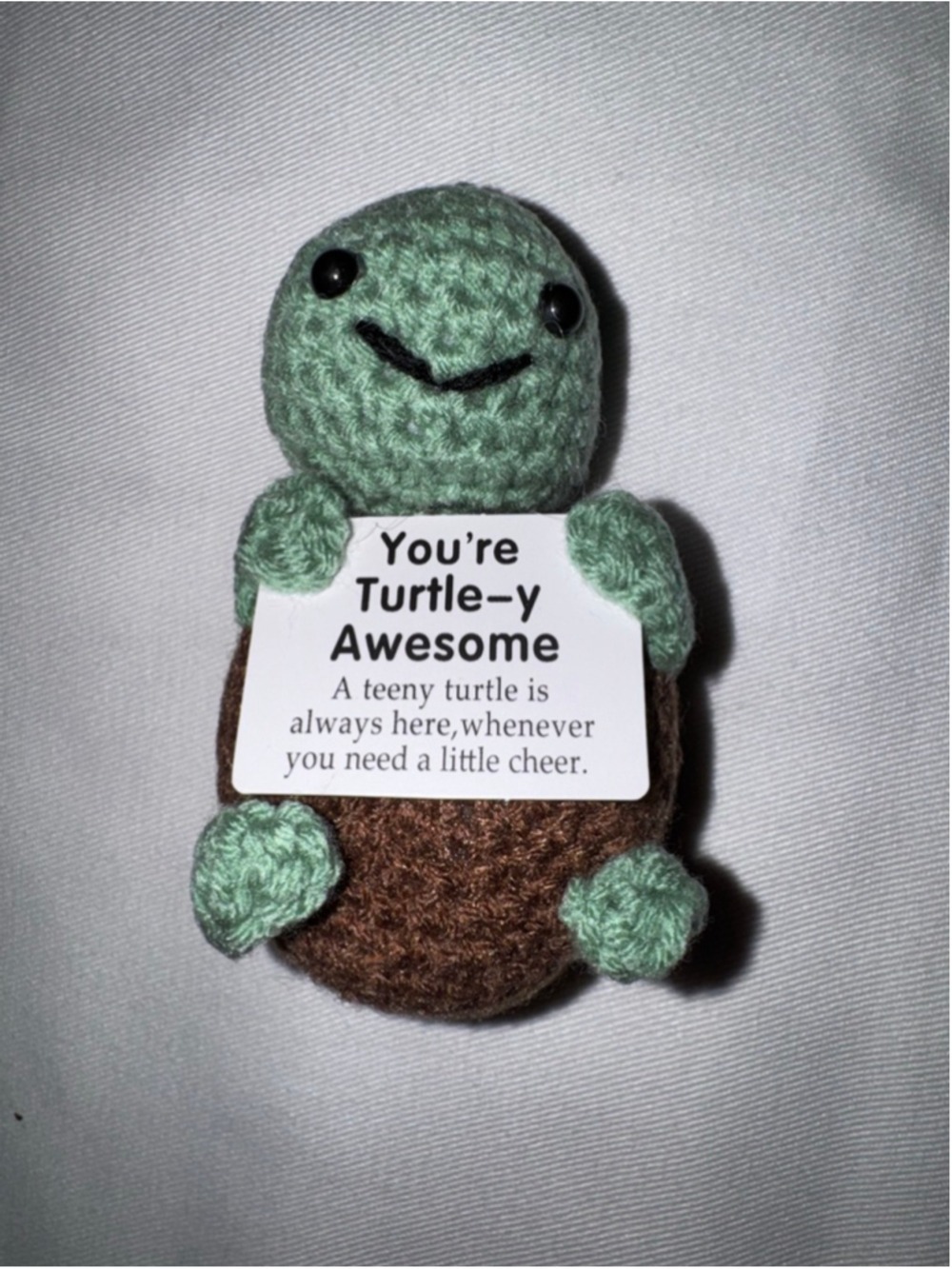 Handmade Crochet Turtle Pocket Hug Plush | Turtle-y Awesome Gift - Picture 2 of 2